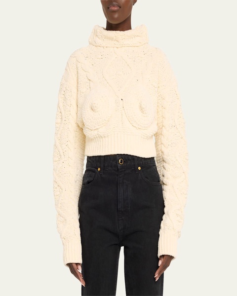 Conical Bra Turtleneck Crop Sweater