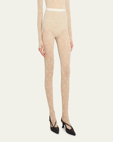 Sheer Flocked Monogram Tights