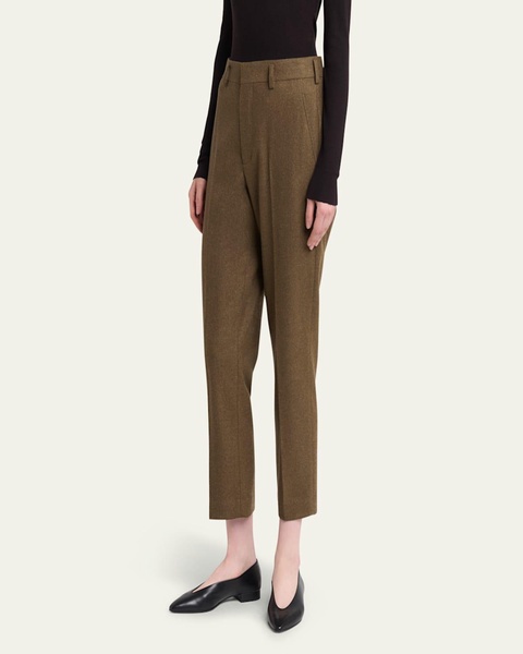 Doyle Cashmere Flannel Straight-Leg Ankle Trousers