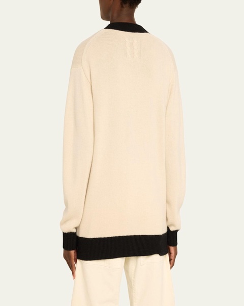 Neshat Contrast-Trim Cashmere Cardigan