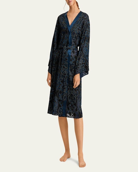 Marlene Damask-Print Kimono Robe