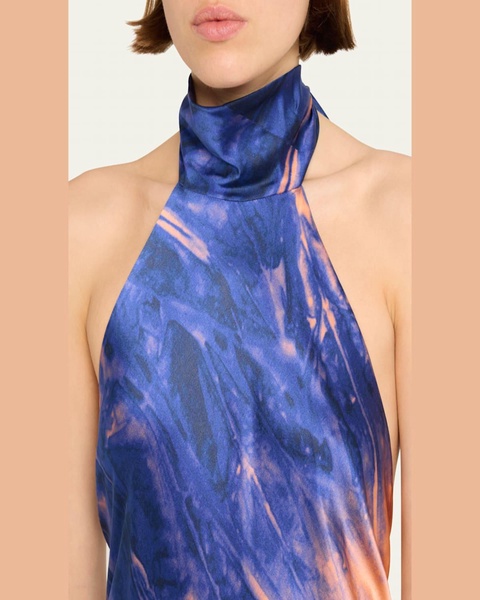 Tie-Dye Sherry Backless Halter Gown