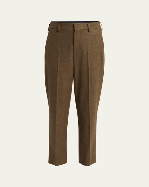 Doyle Cashmere Flannel Straight-Leg Ankle Trousers