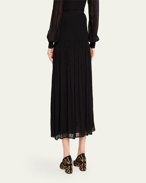 Miya Wool and Silk Drop-Waist Maxi Skirt