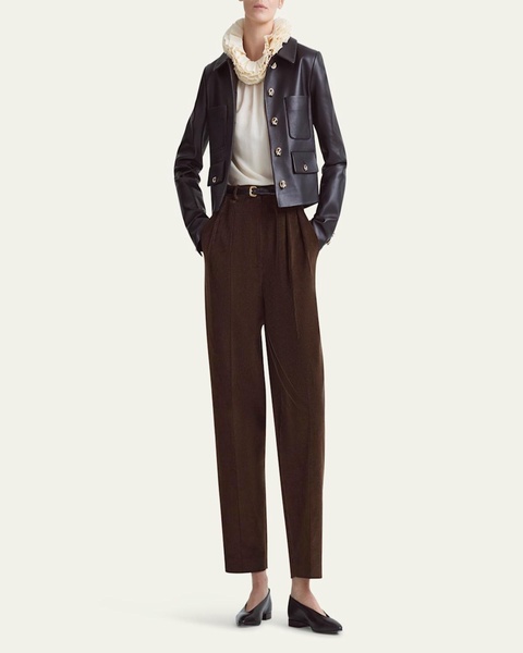 Emmett Corduroy Double-Pleated Tapered Pants