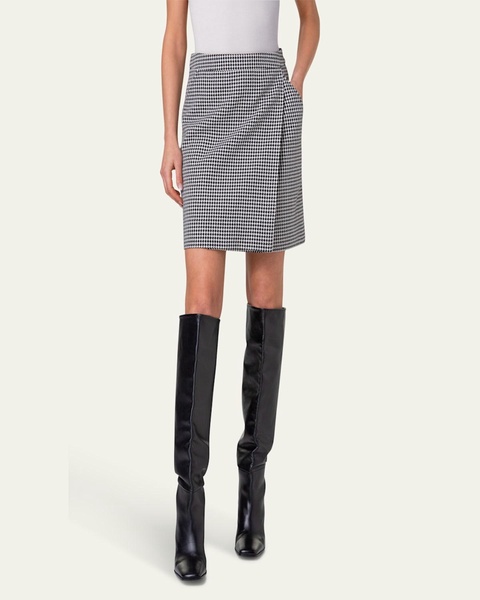 Houndstooth A-Line Mini Wrap Skirt