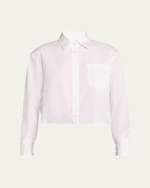 Cropped Button Down Sateen Shirt