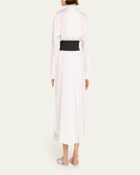 Maxi Button-Front Shirtdress with Leather Belt