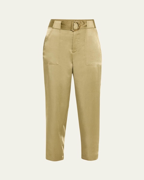 Hayden Belted Cropped Satin Pants