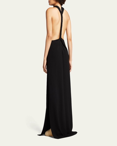 Halter-Neck Matte Crepe Backless Gown