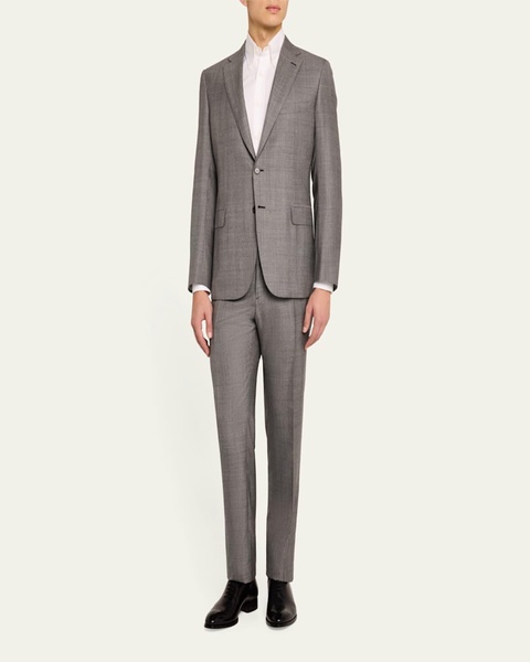 Men's Wool-Silk Plaid Suit