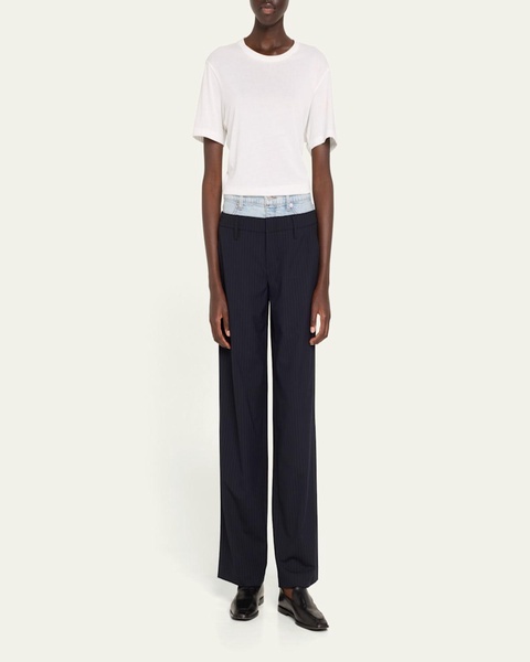 Ophelia Double Waistband Straight-Leg Combo Pants