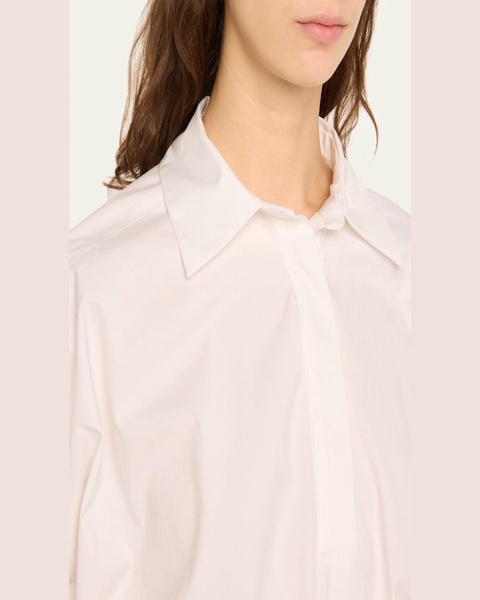 Cropped Elastic Button Down Blouse