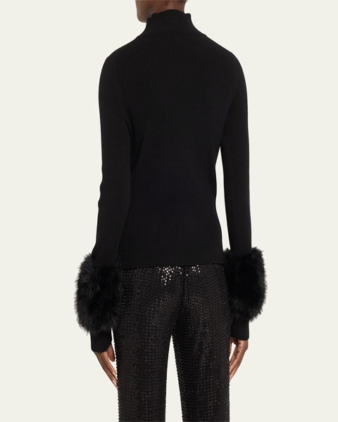 Magnus Turtleneck Sweater with Faux Fur Cuffs