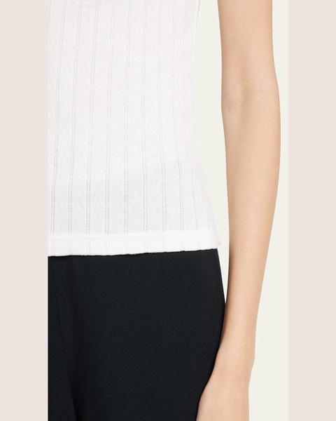 Cotton Pointelle Scalloped Tank Top