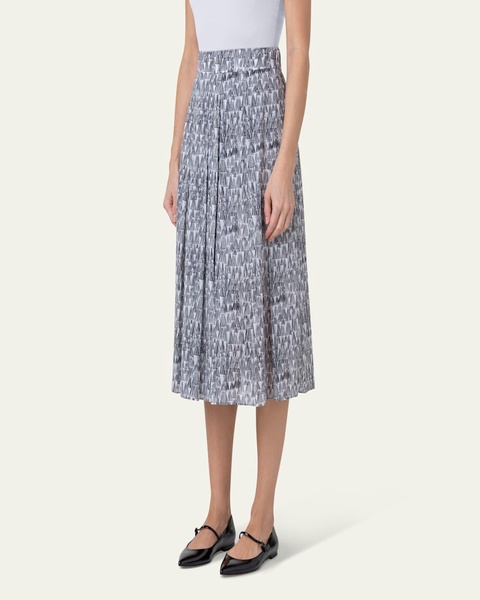 Asagao Printed Cotton Voile Midi Skirt