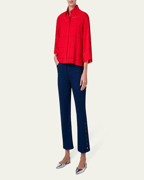 Window Check Boxy Cropped Blouse