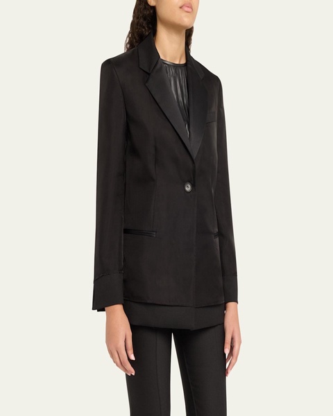 Bronte Mixed-Media Wool Blazer