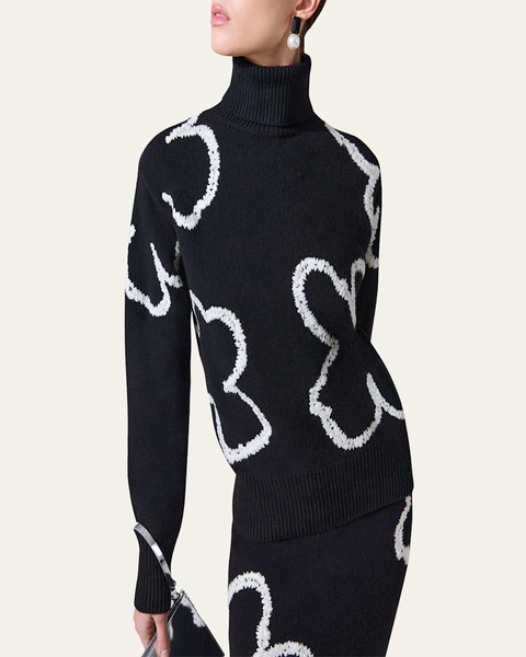 Floral Embroidered Turtleneck Sweater