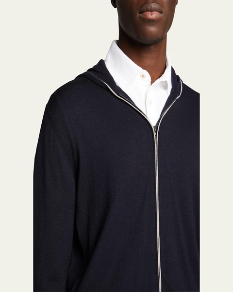 Cashmere-Cotton Zip-Front Hoodie