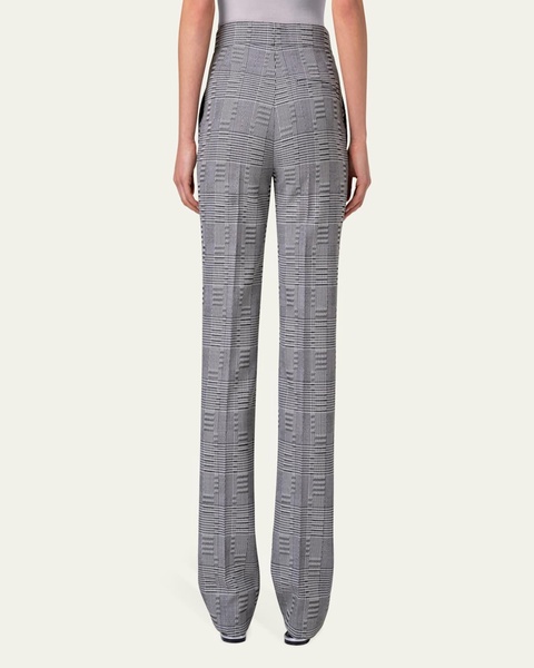 Chio Blurred Glencheck Wool Straight-Leg Pants