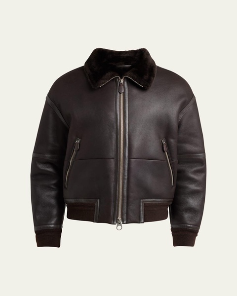 Men's Peter Leather Shearling Bomber Jacket