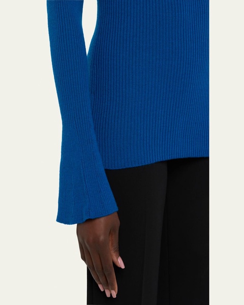 Mercer Flare-Sleeve Ribbed Wool Sweater