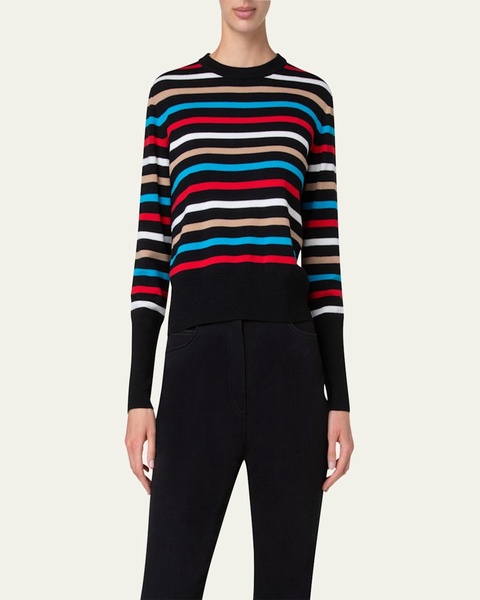 Merino Wool Multicolor Striped Sweater