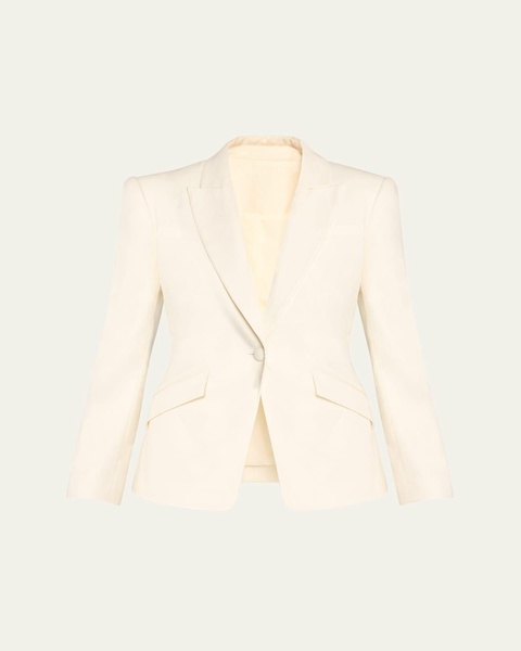 Single-Breasted Linen Blazer Jacket