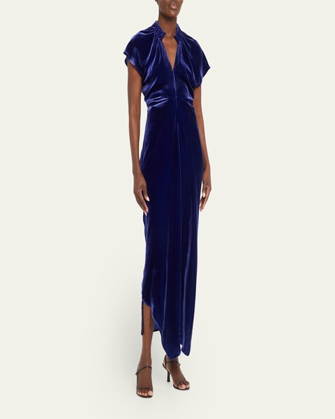 Stella Velvet Long Ruched Dress