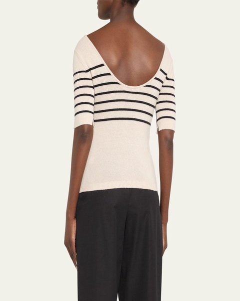 Stripe Scoop Back Cashmere Top