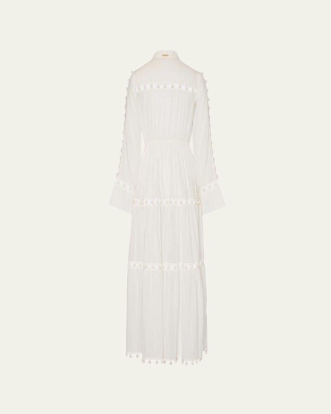 Beaded Cotton Midi Dress