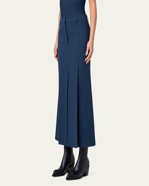 Long Wool Double-Face High Slit Skirt