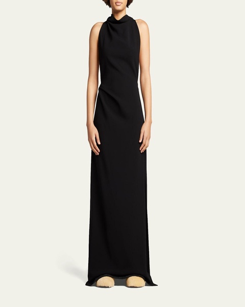 Halter-Neck Matte Crepe Backless Gown