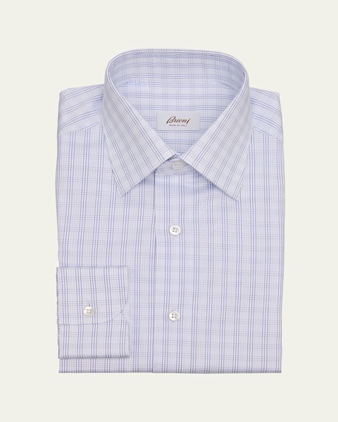 Men's Cotton Twill Check Dress Shirt