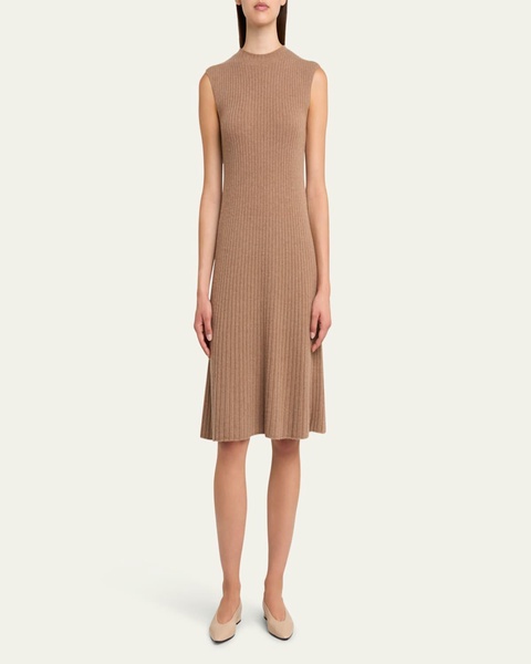 Cervatto Cap-Sleeve Cashmere Rib Dress