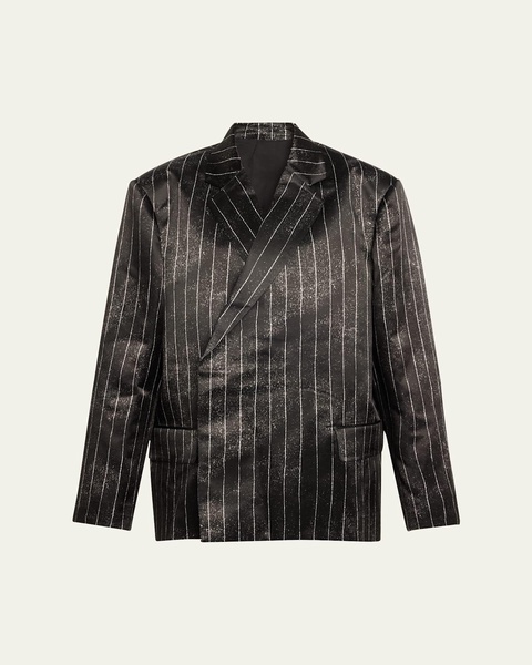 Pinstripe Satin Oversized Tailored Jacket