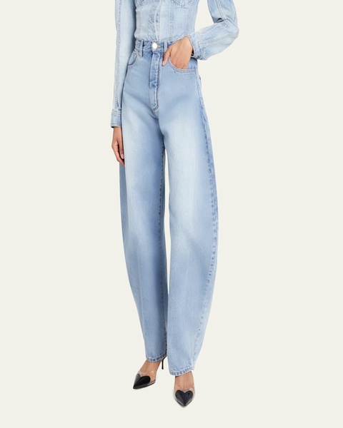 Exaggerated Rounded Wide-Leg Denim Jeans