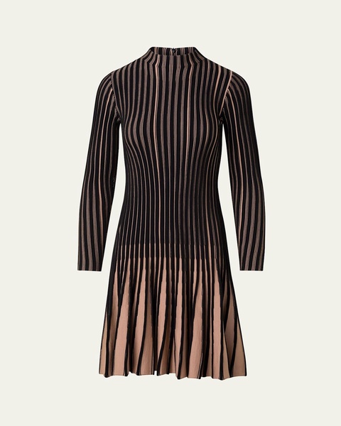 Ribbed Fit-Flare Wool Dress