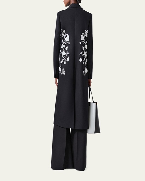 Floral Embroidered Wool Coat