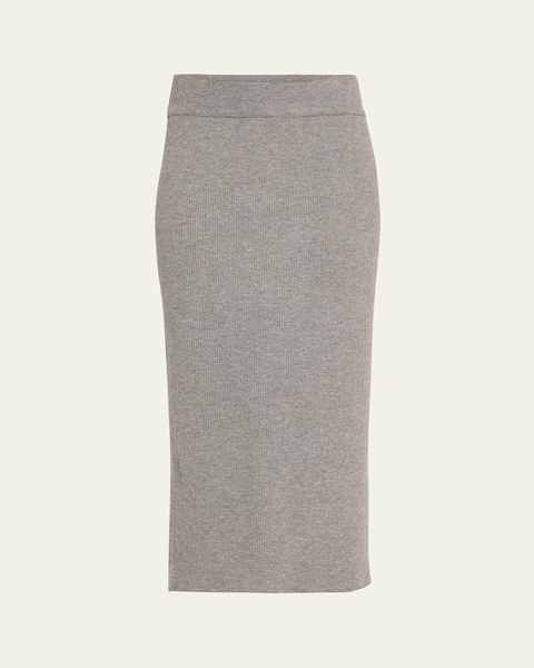 Metallic Body-Con Cashmere Midi Skirt