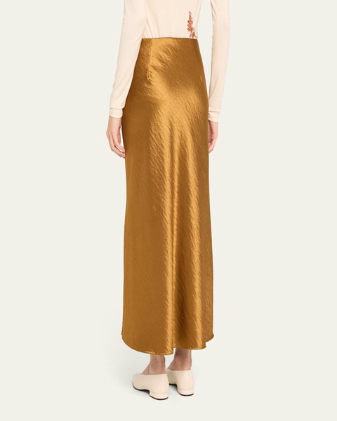 Hammered Satin Midi Slip Skirt