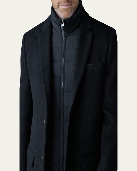 Men's Wool Topcoat with Removable Down Bib