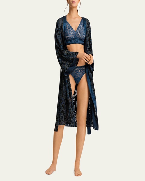 Marlene Damask-Print Kimono Robe