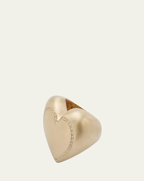 14K Gold and Diamond Heart Ring