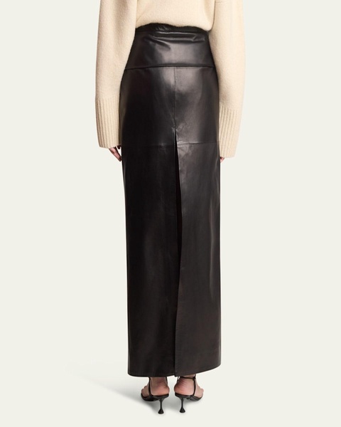 Adriana Paper Leather Maxi Skirt