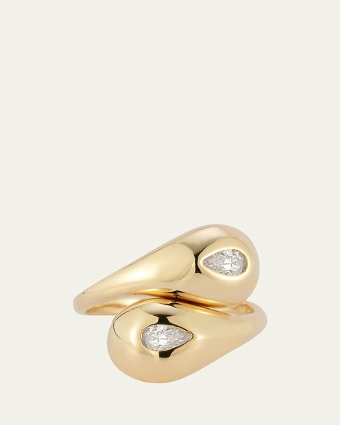 14K Twin Water Droplet Ring