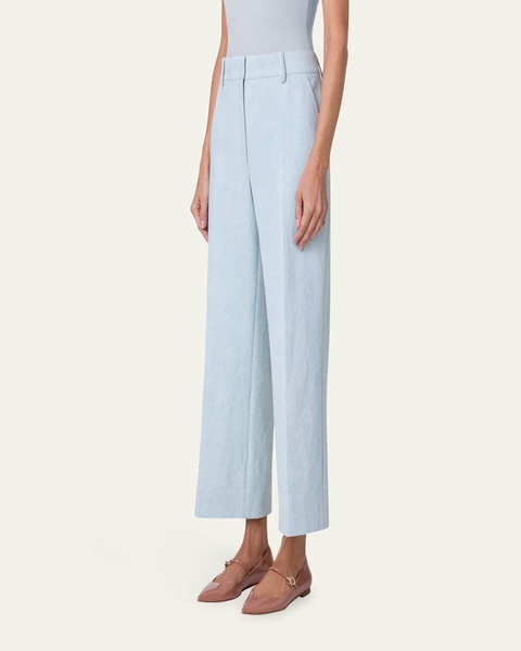 Flora Denim Cropped Wide-Leg Pants