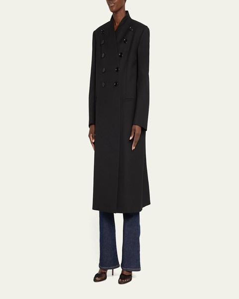 Long Tail Buttoned Wool Overcoat