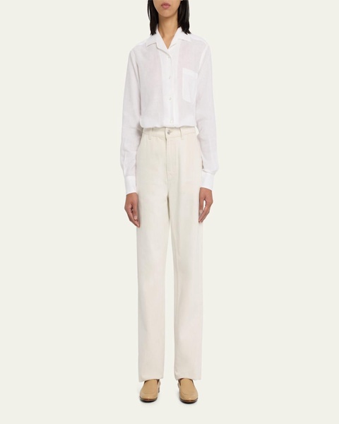 Andre Solaire Button-Front Linen Blouse